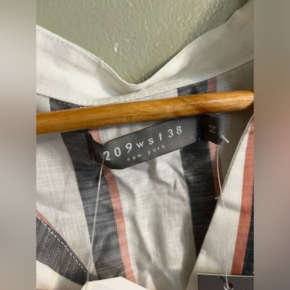 209 WST 38 New York Womens Linen Blend Long Sleeves Button Up Shirt Ivory Sz 14 - Picture 8 of 12